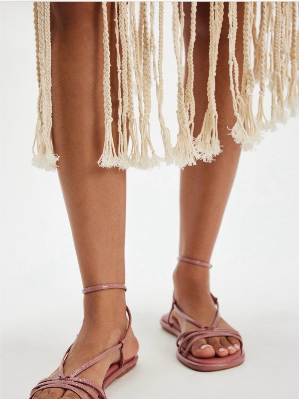 Women's Strappy Ankle-Wrap Sandals in Dusty Rose